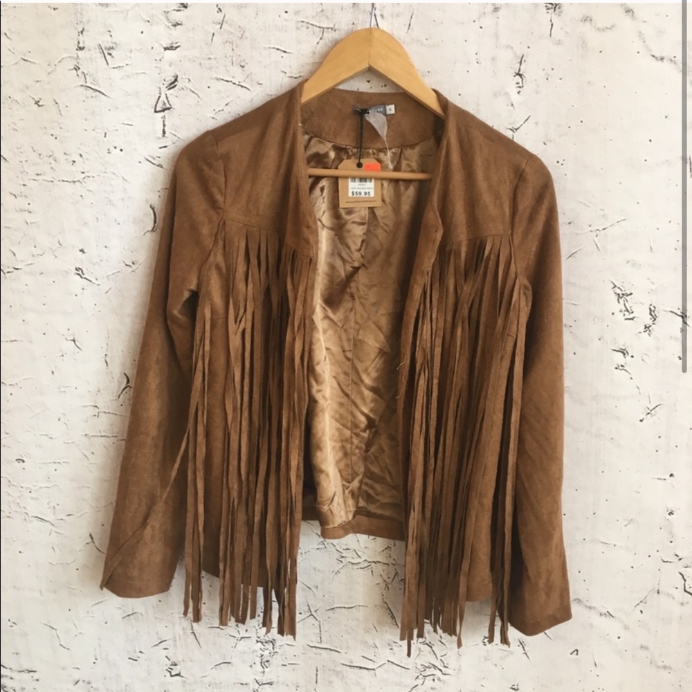Earthbound, vegan leather fringe jacket